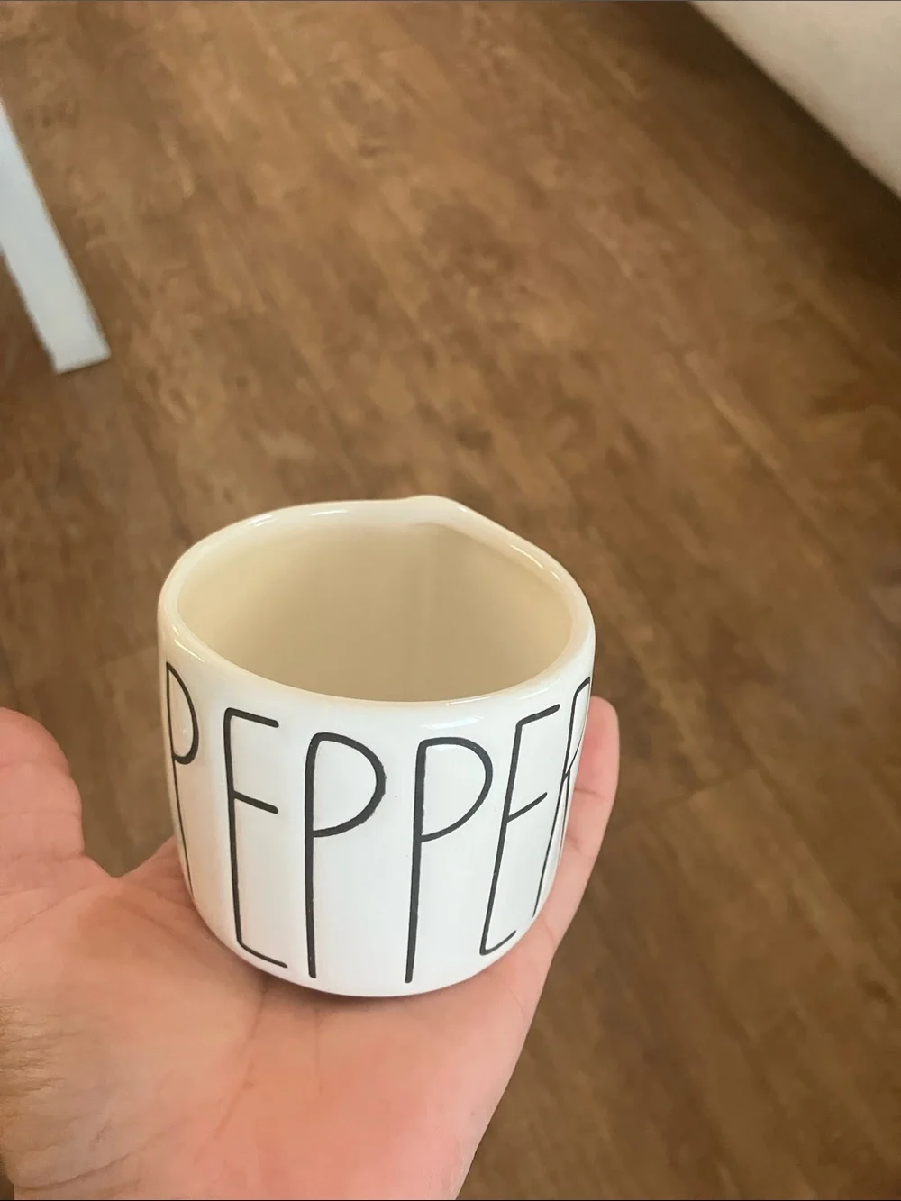 Rae Dunn White Ceramic Jar with Black 'PEPPER' Lettering